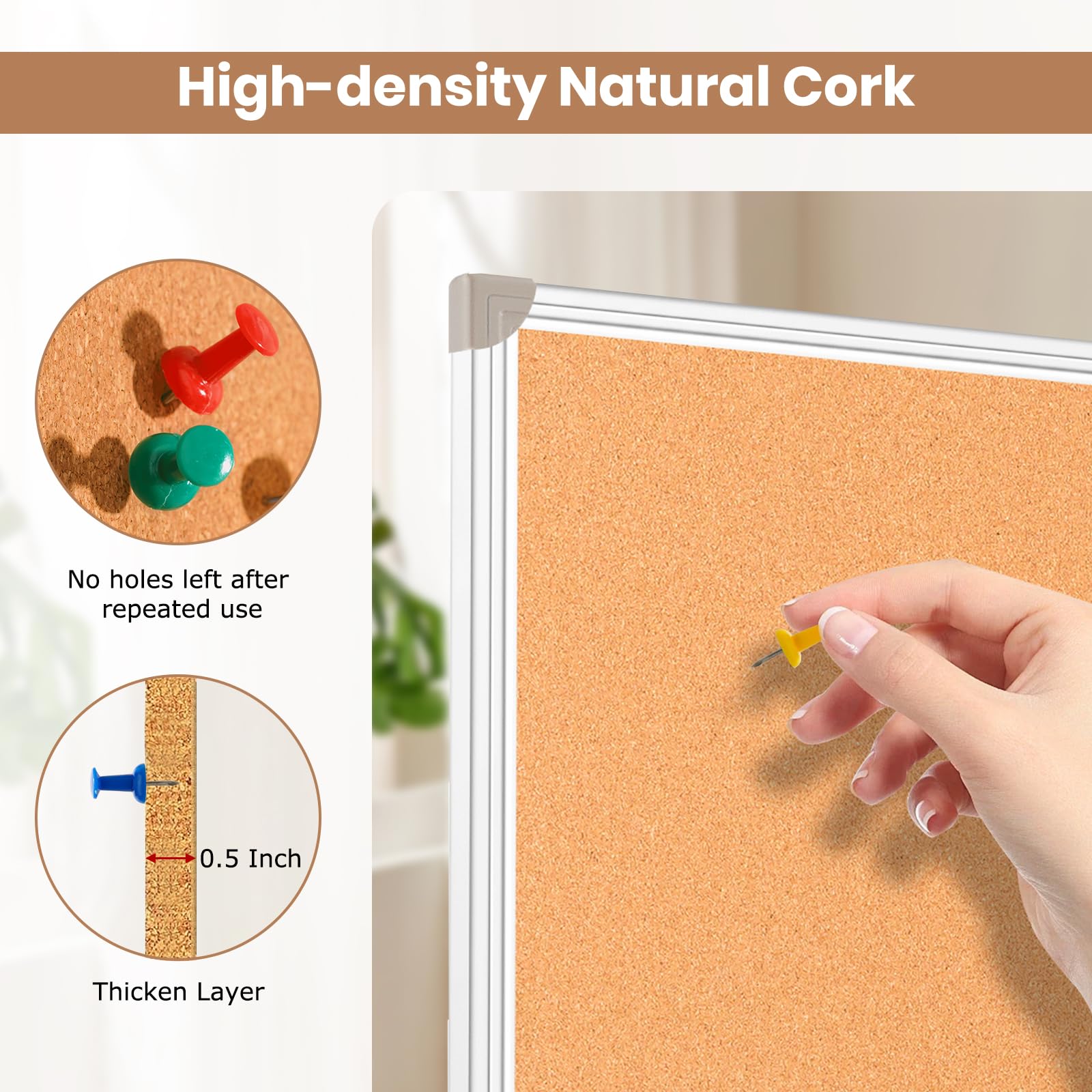 Joli tableau d'affichage mural en liège en forme de nuage avec punaises - Tableau mémo autocollant en feutre - Décoration murale pour bureau, maison, école (Camel, 80 x 50 cm