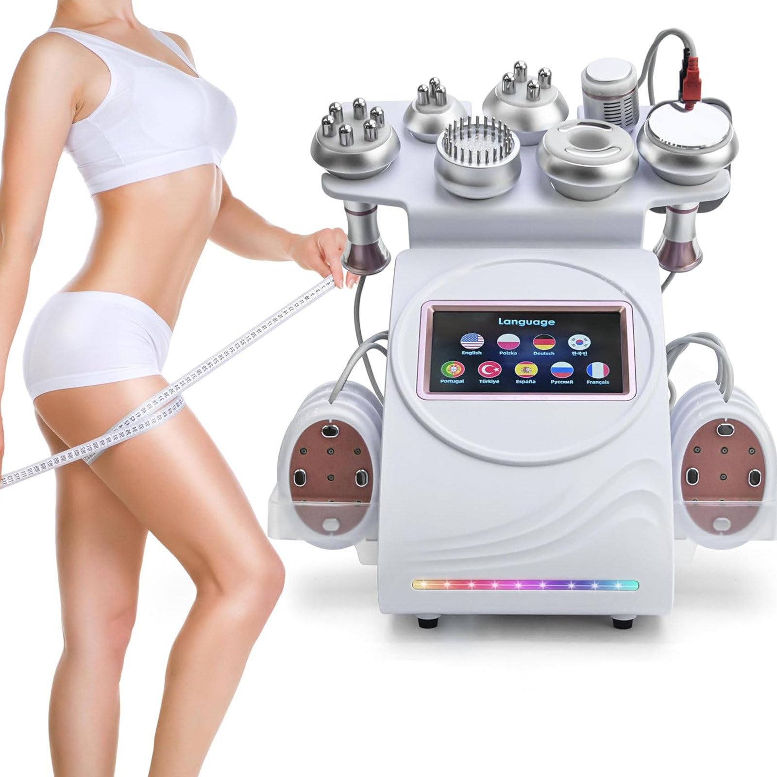 80K Kavitationsgerät, 9-in-1-Körperformungsgerät Professionelle Hautstraffung, Vakuum-Unterdruckkopf – Einstellbarer Abstreif-Saug- Und Freigabemodus, Photorejuvenation B