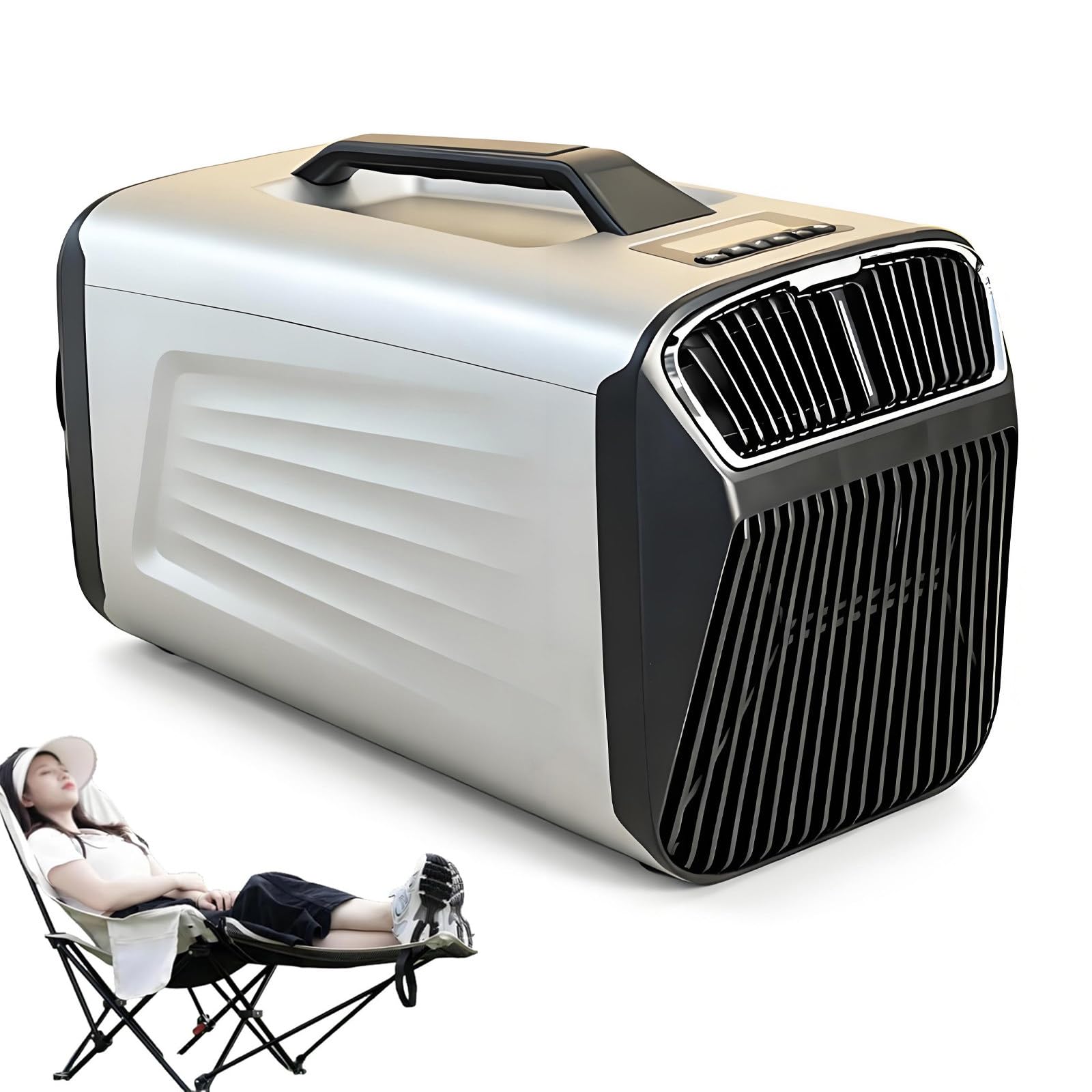 NYANS 5200 BTU Portable Camping Air Conditioner for Tent Outdoor and Indoor Use, 400W Low Power for RV,Truck,Van and Car Cooling 12V/220V-Silver