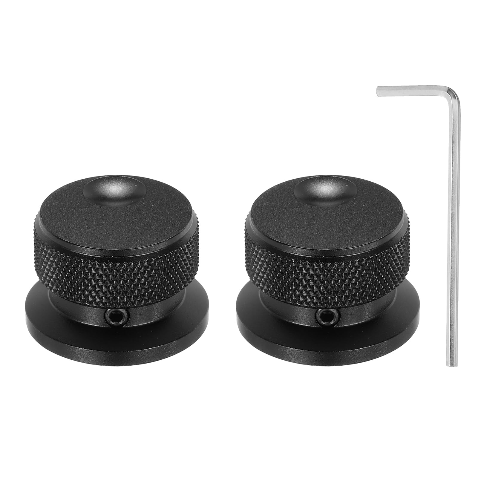 sourcing map 2 Pcs Aluminium Potentiometer Knobs, 1/4" (6mm) Universal Volume Tone Control Knobs with Oval Groove Indicator for Guitar, 4/5" Black(30x20mm)