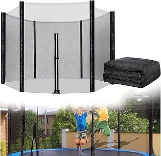 Trampoline Net Replacement Safety Net for 6ft/8ft/10ft/12ft Straight Poles Round Mesh Enclosure, Net Only (Color : Black, Size : 12ft-6 Poles)