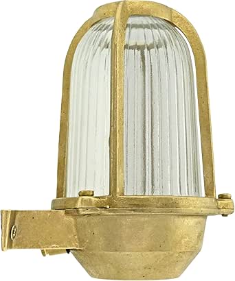 Applique Murale Nautique Vintage – Laiton Doré Et Verre, Style Années 1920