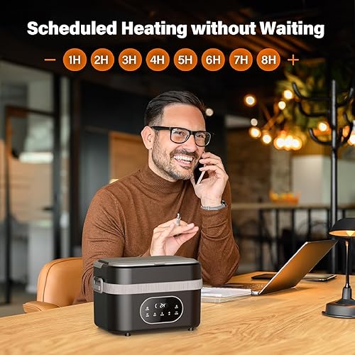 Miniatura 5 de Fiambrera eléctrica inalámbrica para adultos fiambrera calentada de 1.5L para hombres y mujeres con calefacción automática 18000mAh recargable