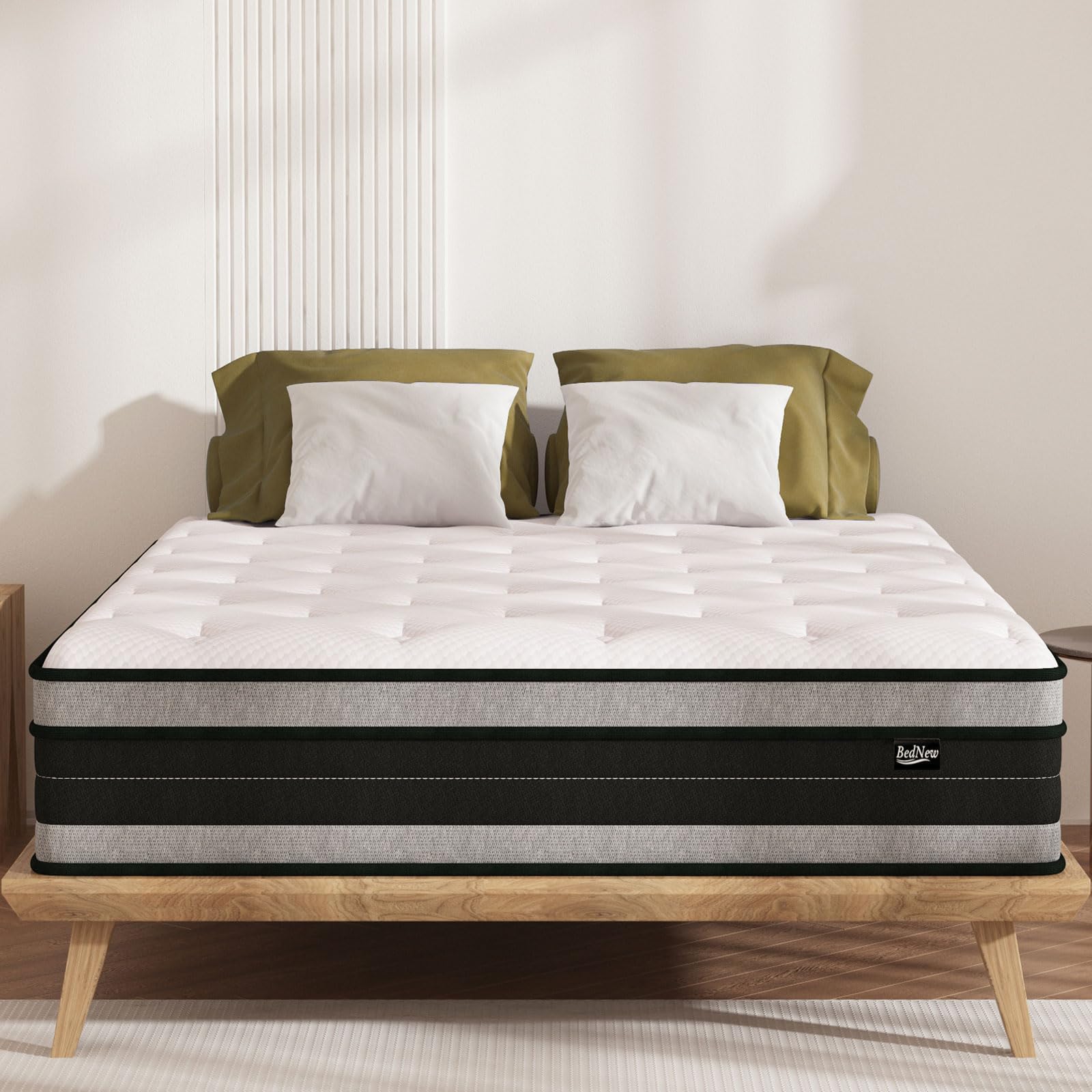 Bednew Double Mattresses 30cm, 12 Inch Innerspring Hybrid Mattress Double 4FT6 with Breathable Foam and Pocket Spring For Cool Comfort Sleep, Medium Firm Mattress(135x190x30cm)
