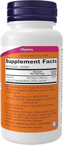Vista 9 de Vitamina D-3 de NOW Foods, NOW1117/490/1501, 1, 1