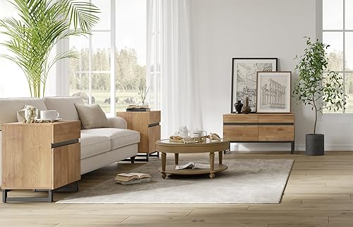 Miniatura 8 de WAMPAT Moderno soporte de TV para televisores de hasta 50 pulgadas, mesa consola central de entretenimiento de TV con gabinete de almacenamiento,