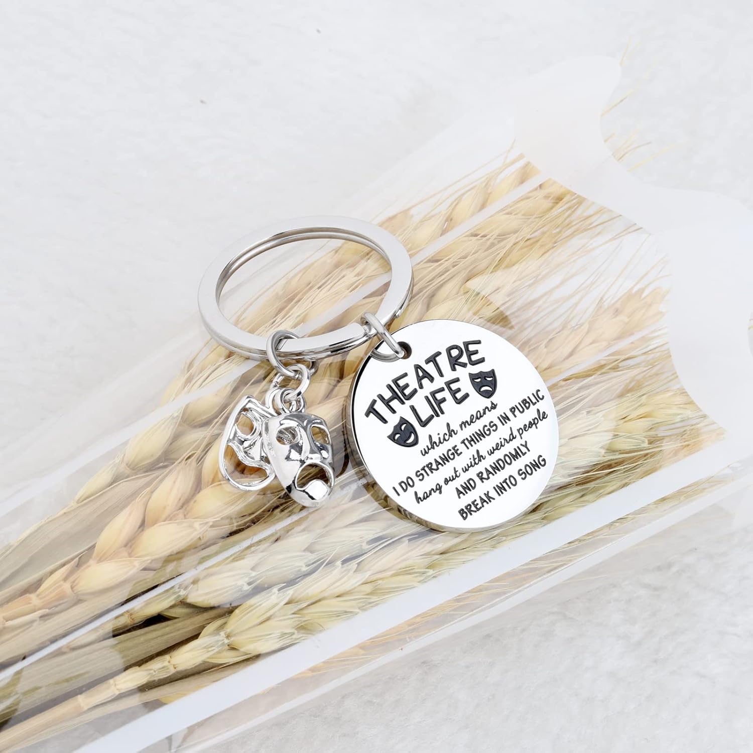 UJIMS Theatre Kechain Theatre Lover Gift Comedy Tragedy Mask Actor Actress Charm Key Ring Drama Student Graduation Gift - Image 4