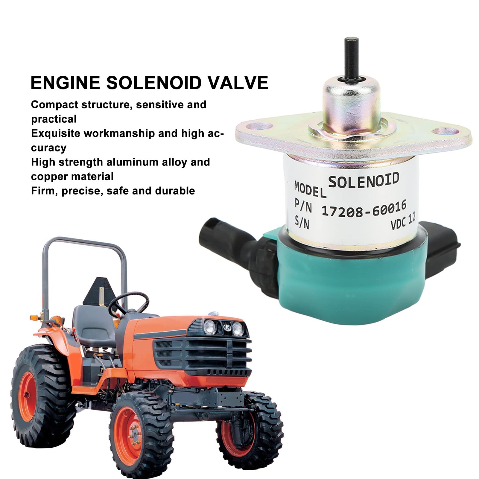 Repuesto para Motor D905 D1005 D1105 V1205 V1305 V1505 Válvula Solenoide, Válvula Solenoide de Control de Combustible Solenoide de Apagado de Combustible 17208-60015