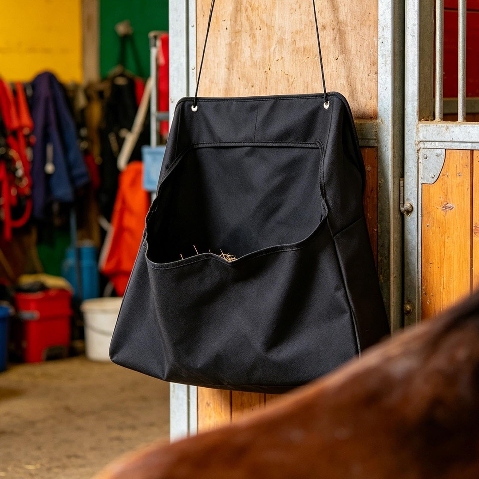 Heubeutel für Pferde, wasserdicht, große Kapazität, Futtertrog für Rinder, Schafe, Ziegen und Nutztiere – Outdoor-Farm-Scheunen-Treidebeutel, langlebig und funktional