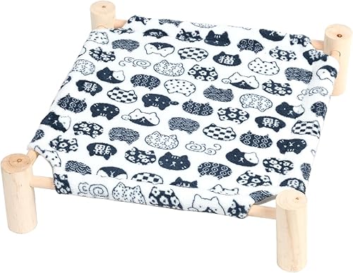 Patas Lague Hamaca autocalentable para gatos, cama para perros pequeños, cama térmica de madera elevada para gatos, cama elevada para mascotas suave