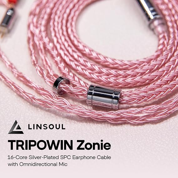Linsoul Tripowin Zonie 16 Core SilverPlated IEM Cable, Recessed 2pin, 3.5mm