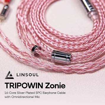 Linsoul Tripowin Zonie 16 Core SilverPlated IEM Cable, Recessed 2pin, 3.5mm