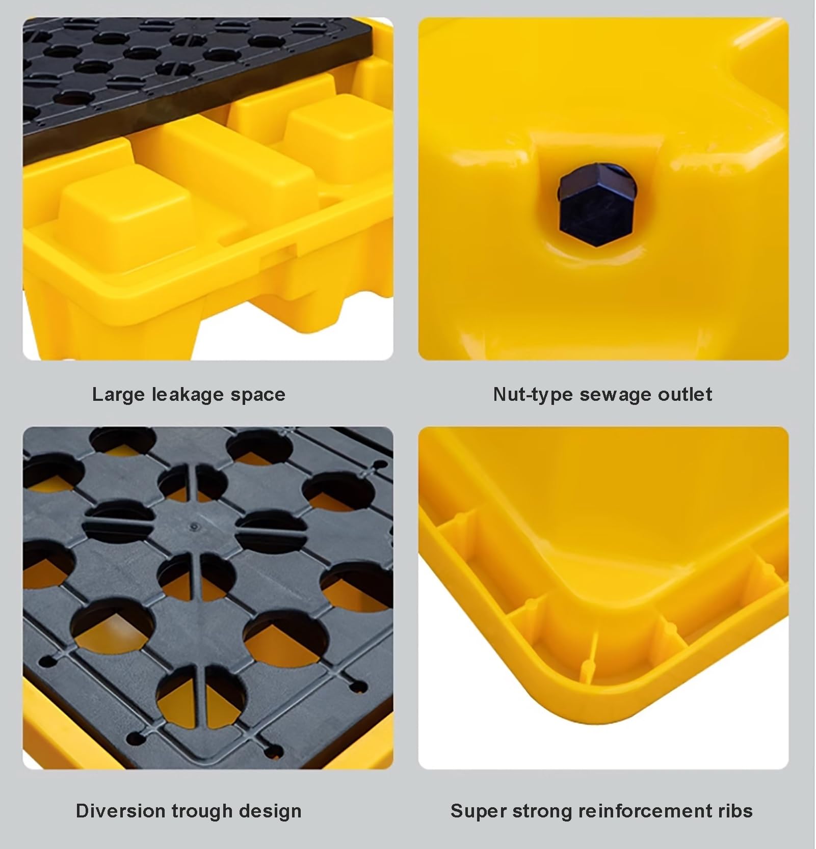 Palette de tambour en polyéthylène anti-fuite avec design anti-déversement pour un liquide sûr et robuste pour une sécurité environnementale