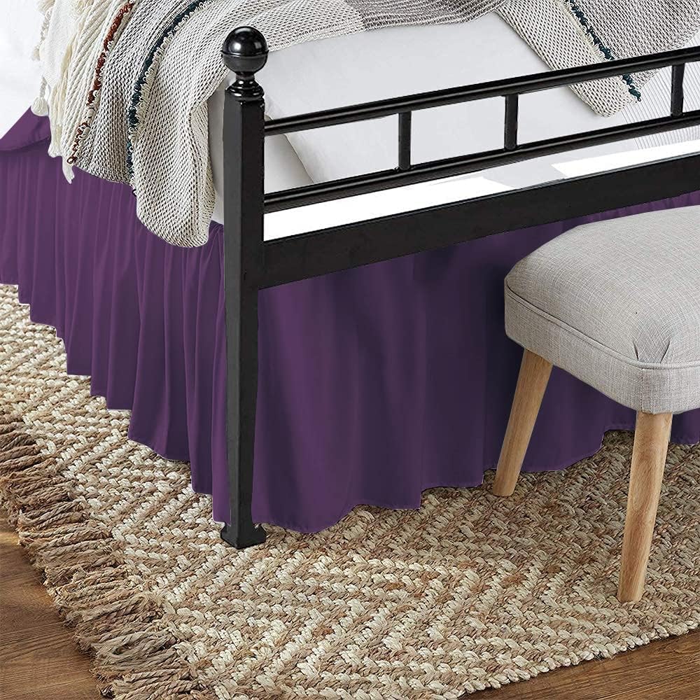 1 Piece Dust Ruffle Bed Skirt with Split Corners 18" Inch