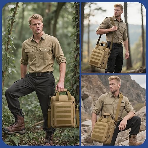 Miniatura 6 de Maletín táctico, bolsa de mensajero para laptop, bolso de hombro Molle resistente para hombre (incluye paquete)
