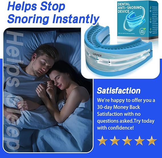 Anti Snoring Devices for Sleep,Adjustable Anti Snoring Device Mouth Guard,Sleeping Snore Stopper Mouthpiece,Anti Snore Mouthpiece Device Stop Snoring Aids for Women Men (Blue)