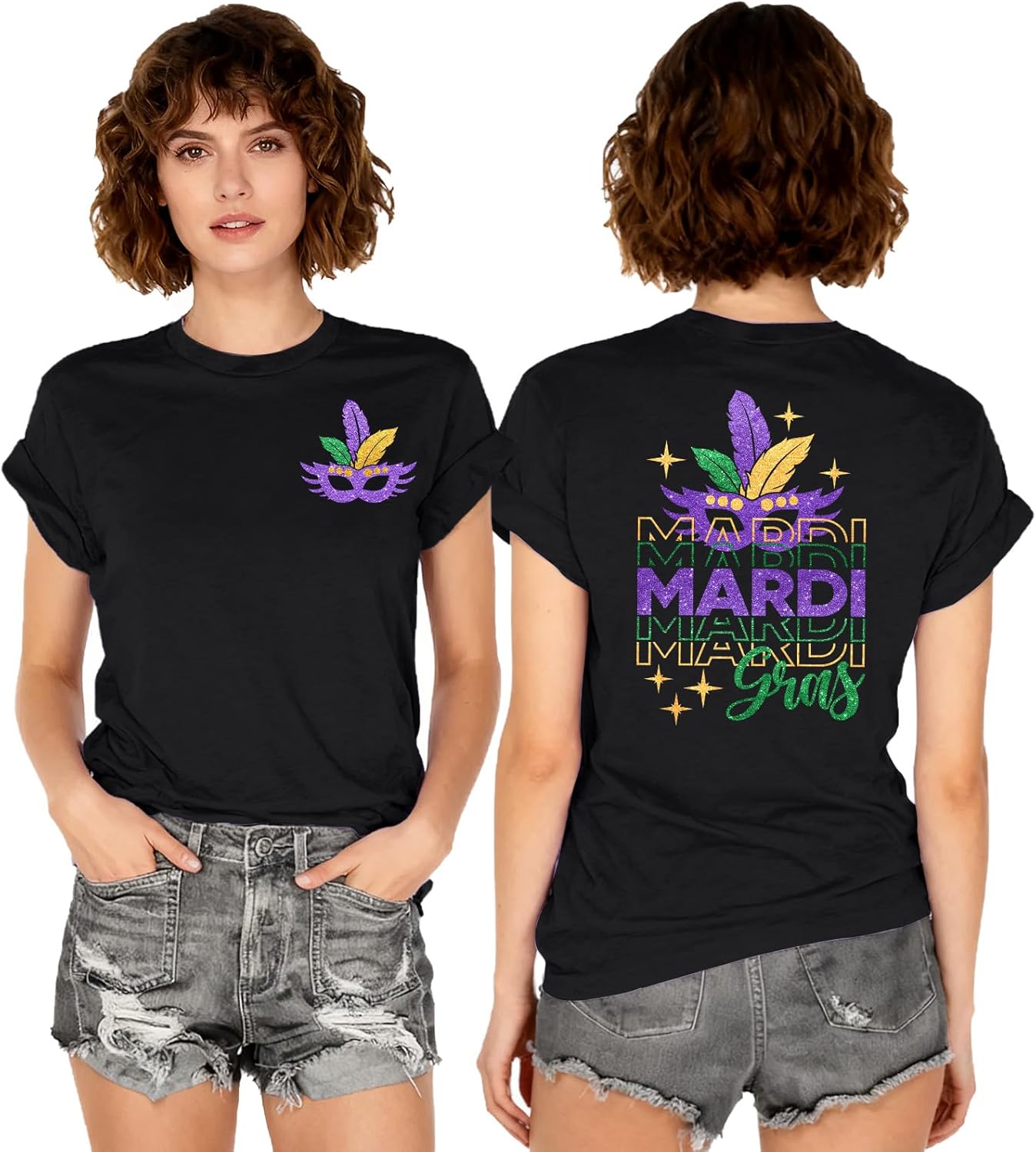 Mardi Gras Shirts Women Makeup Carnival T-Shirt Its Mardi Gras Yall Tee Shirt Mask Lily Graphic Casual Short Sleeve Tops - Image 3