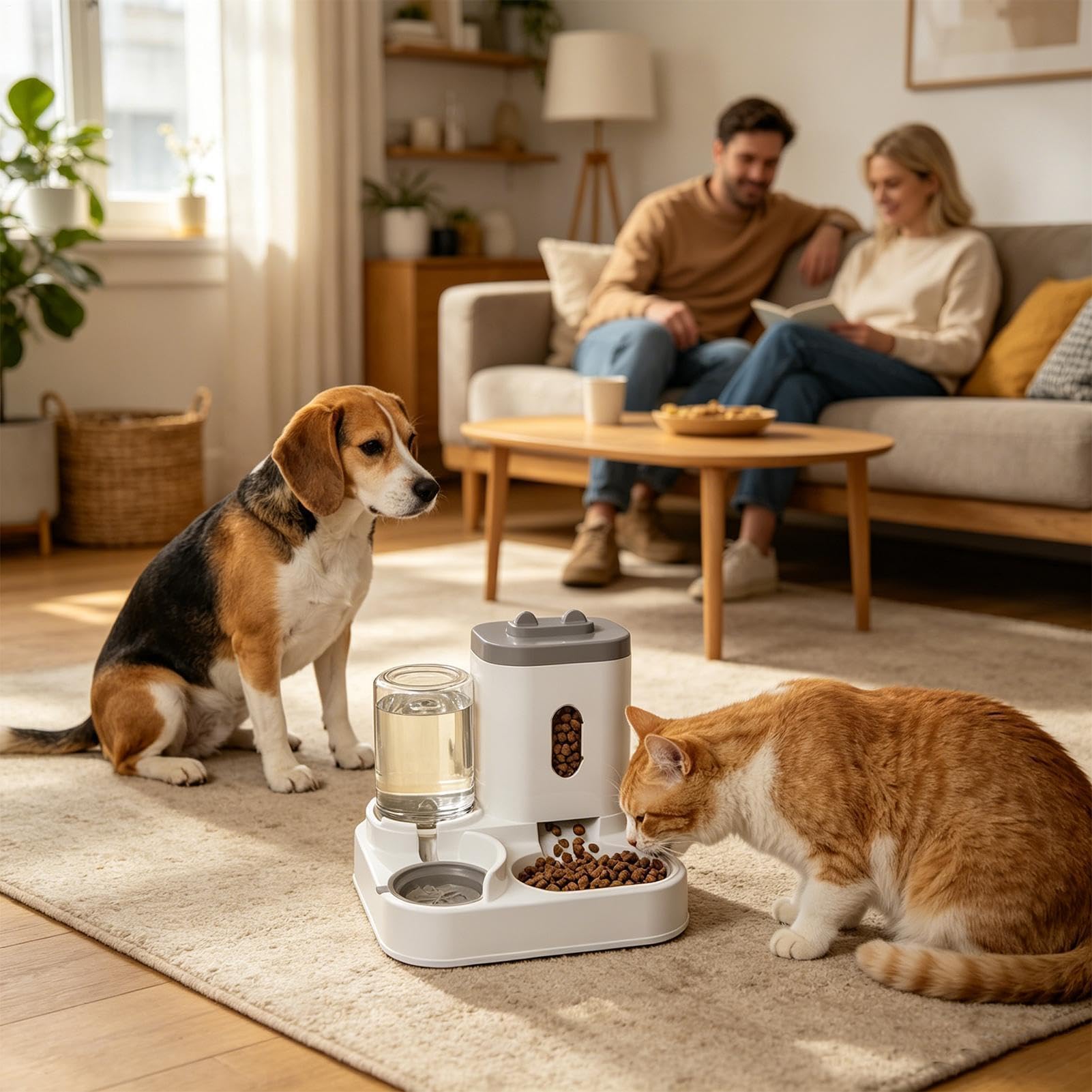 Distributeur automatique de nourriture et d'eau pour chat 2 en 1