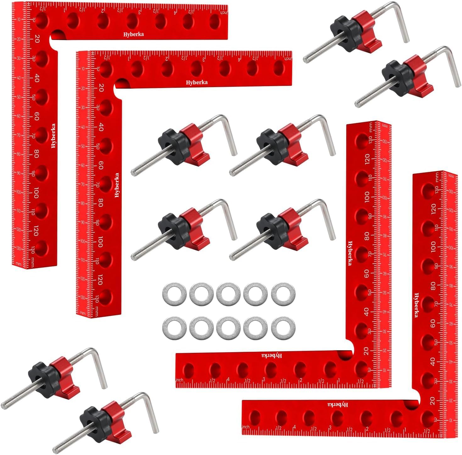 Corner Clamps for Woodworking, 90 Degree Corner Clamp, Smooth Edge Aluminum Alloy Precision Right Angle Clamp Tool, 4 Pack 5.5"x 5.5" L Type Carpenter Tool for Box Cabinets, Picture Frames, Drawers