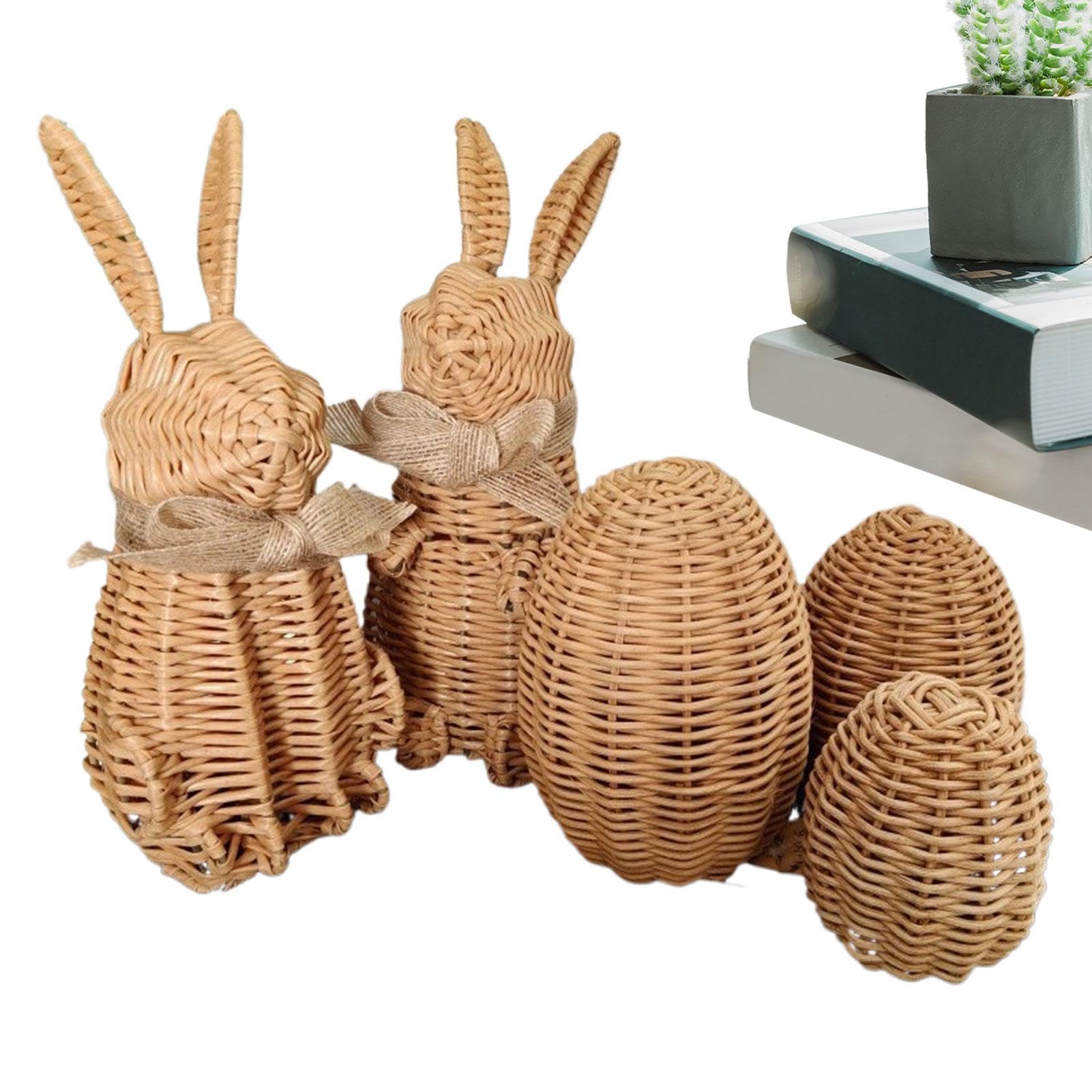 Decorazioni pasquali con coniglietto in rattan, coniglietto in rattan 5