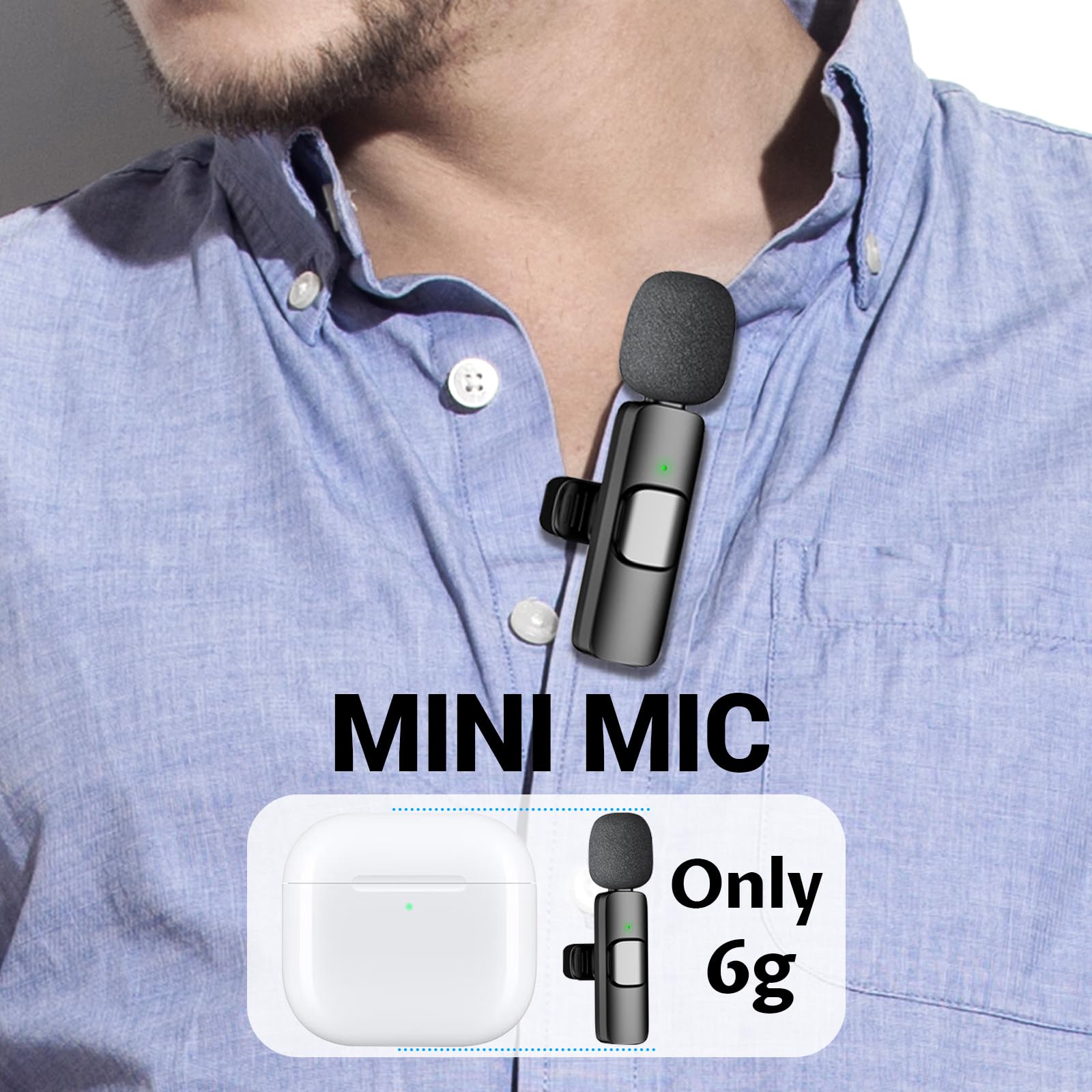 Micro Cravate sans Fil, Mini-Microphone à Clip Plug-and-Play avec Réduction de Bruit, Compatible iPhone, Android, Idéal pour Enregistrement Vidéo, Vlogs, TikTok, Youtube, Streaming en Direct