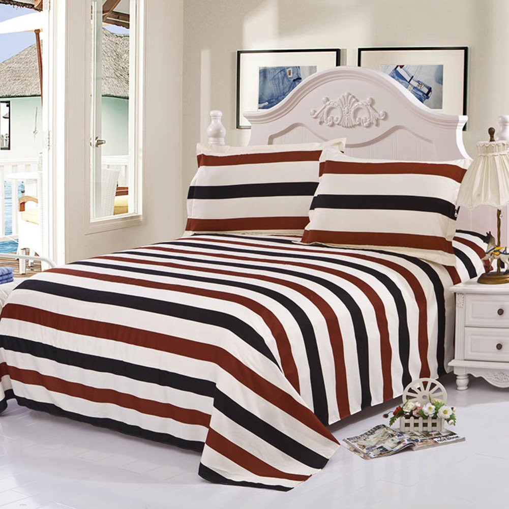Drap plat imprimé à double bande E 230x230cm pour lit deux personnes