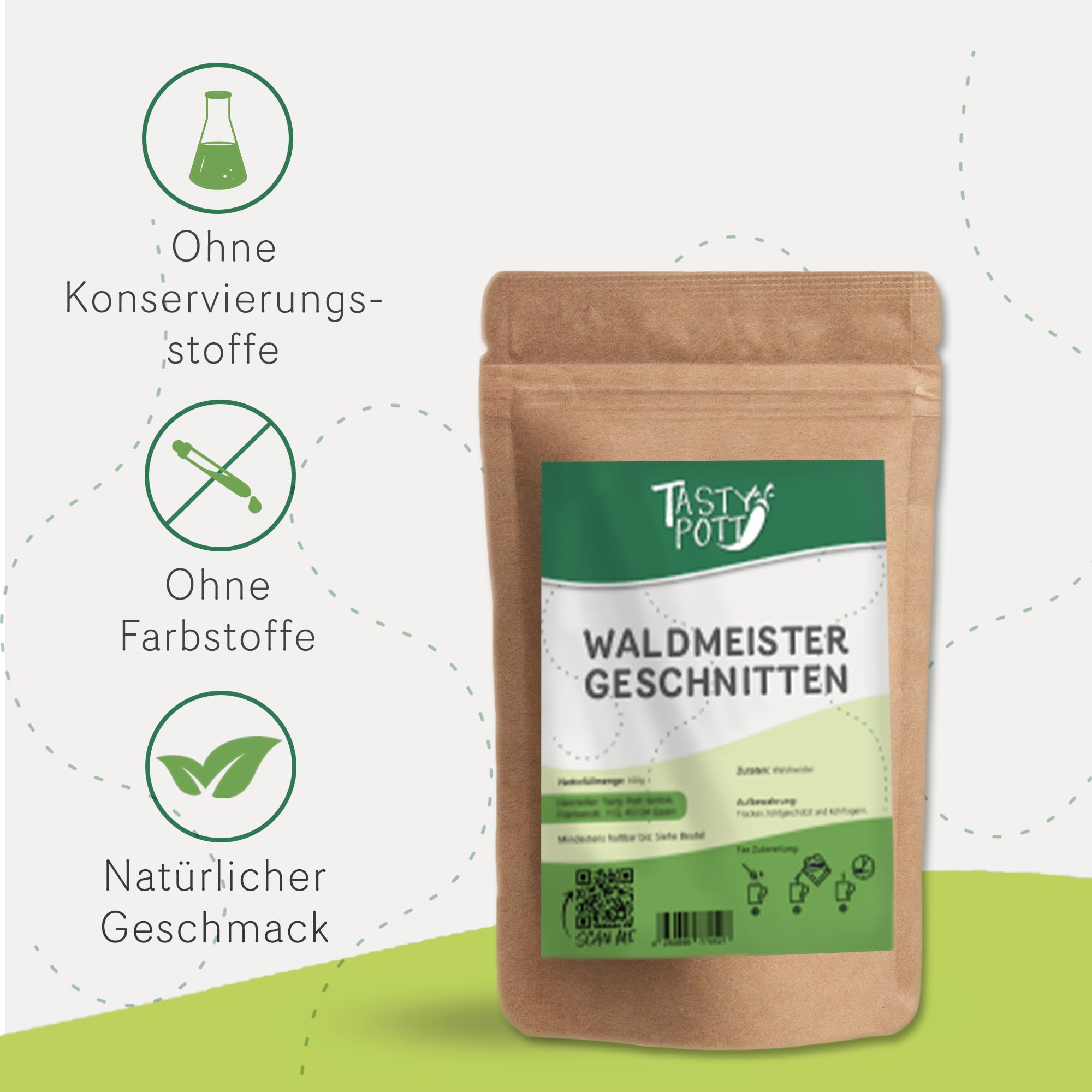 Tasty Pott Waldmeister geschnitten I Naturprodukt I Vegane Ernährung I Tee kochen I Teekraut Waldmeisterkraut I Kräutertee I Woodruff Tea I Im Beutel 1000g