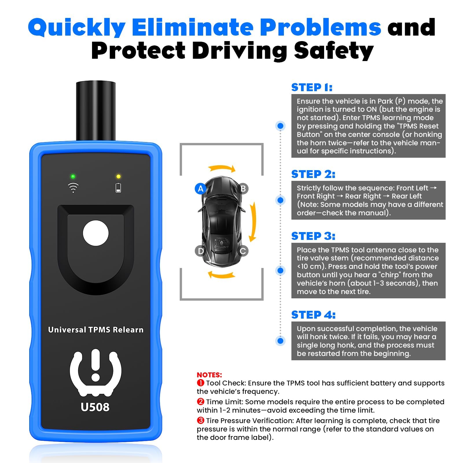 Kit TPMS Riloer – 4 Capteurs Pression Pneus Pour Mercedes-Benz (réf. A0009052102) – Compatible Classe C, E, GLE, GLS, Sprinter...