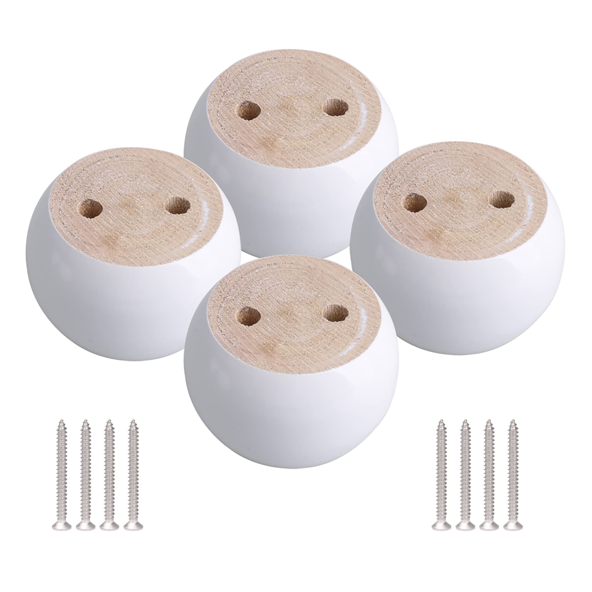 Doublelife Furniture Legs White Shanoer 4Pcs 50Mm Height Eucalyptus Wood Round Bun Furniture Feet