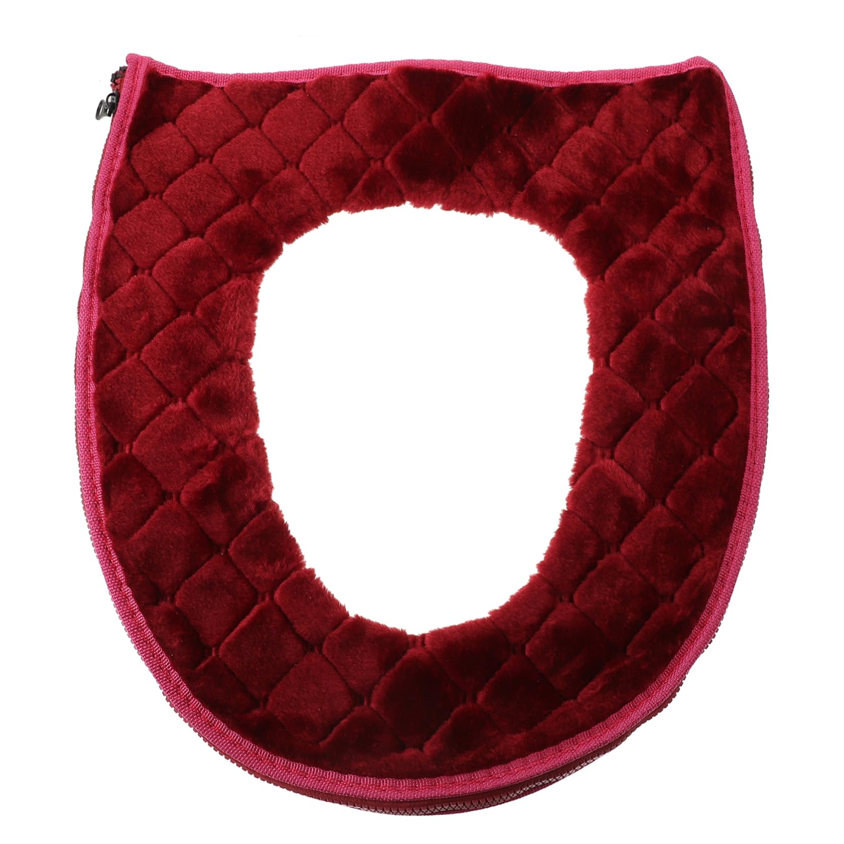 Beatifufu 2 Pcs Toilet Seat Cover Pad Washable Reusable Warm Seat Cover Zipper Purple and Red