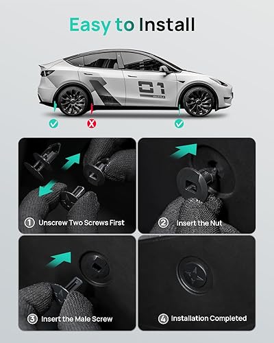 Miniatura 6 de HALOBLK Aletas de barro con protección completa, protectores contra salpicaduras sin perforaciones diseñados para Tesla Model Y 2024-2020 (juego de