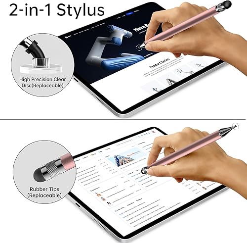 Miniatura 18 de Stylus (5 unidades), lápiz capacitivo 2 en 1 para pantalla táctil, alta precisión y sensibilidad, adecuado para tabletas iPhone/iPad/Android