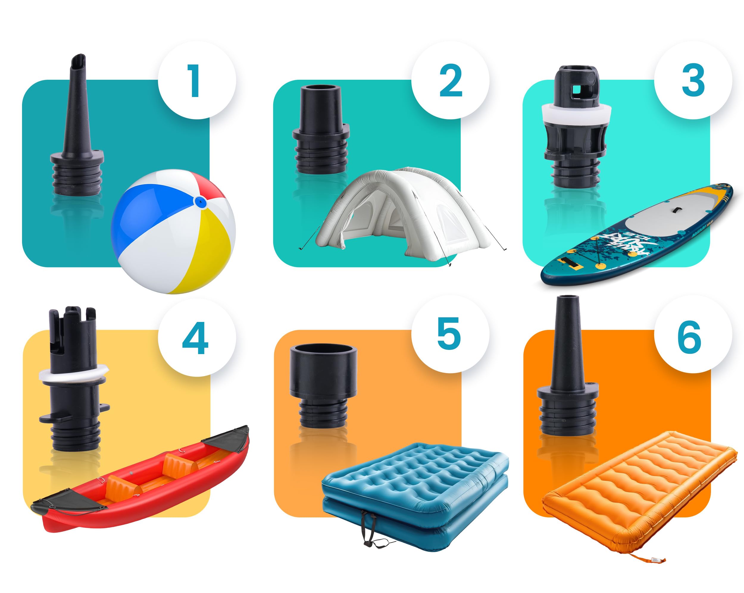 Neo-Sport Pompka Elektryczna do SUP i Materaca Turystycznego 12 V - 20 PSI Double Motor 6 Końcówek - Szybkie Pompowanie i Wypompowywanie Desek SUP Pontonów i Kajaków
