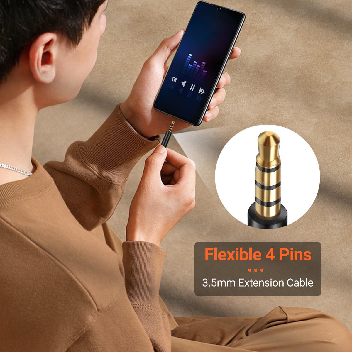 WILLIZTER 3 Pack 3.5mm Headphone Extension Cable TRRS AUX 4 Pole Extender Stereo Adapter Convertor Laptop Headset Phone 3.88 inch