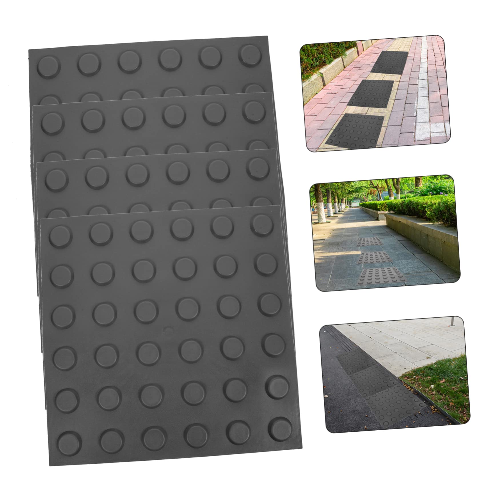 Amosfun Adesivi Per Pavimenti Tattili 30x30 Cm Grigio 4 Pezzi, Lastre Cieche Per Pavimentazione Stradale e Vialetti, Mattoni Ciechi in Pvc Resistente Per Guida e Segnaletica Esterna