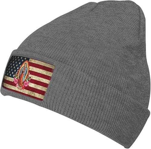 Miniatura 10 de Virgen De Guadalupe Virgen María Flores Sombrero de punto Negro Invierno Knit Warm Beanie Moda Ski Skull Cap para Hombres Mujeres