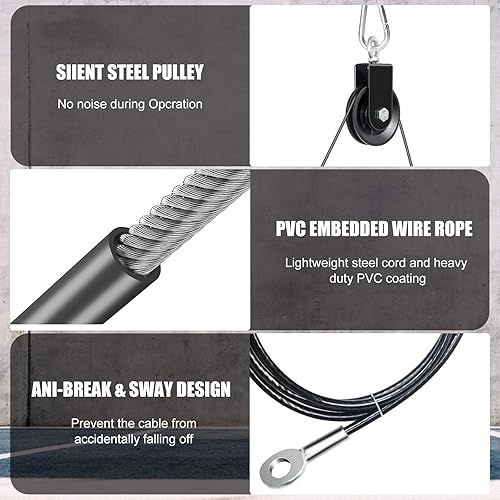 Miniatura 3 de Sistema de polea Outify Gimnasio, LAT máquina desplegable con 2 poleas de cable ajustables para gimnasio, sistema de cable de polea 3 en 1, barra