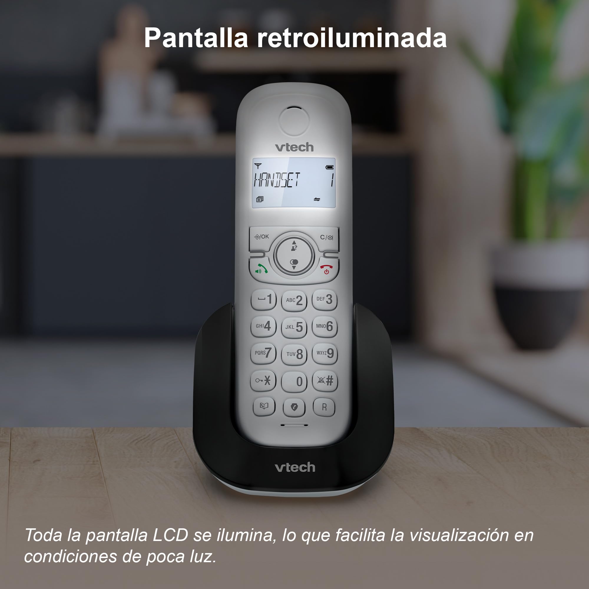 VTech CS1500 Bezprzewodowy telefon DECT, z podwójnym ładowaniem Telefon stacjonarny Słuchaj Extra Głośnomówiący Blokada dzwoniącego ID dzwoniącego Podświetlany ekran i klawiatura biały