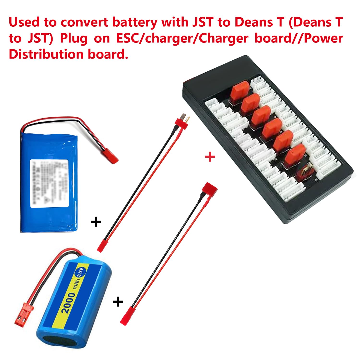 YIXISI 4 Sztuk Deans T do JST Adapter Kabla Wtykowego, Wtyczka JST do Złącza Wtykowego Deans T z 15cm Kablem Silikonowym 20AWG, do Pojazdów RC i Akumulatorów LiPo