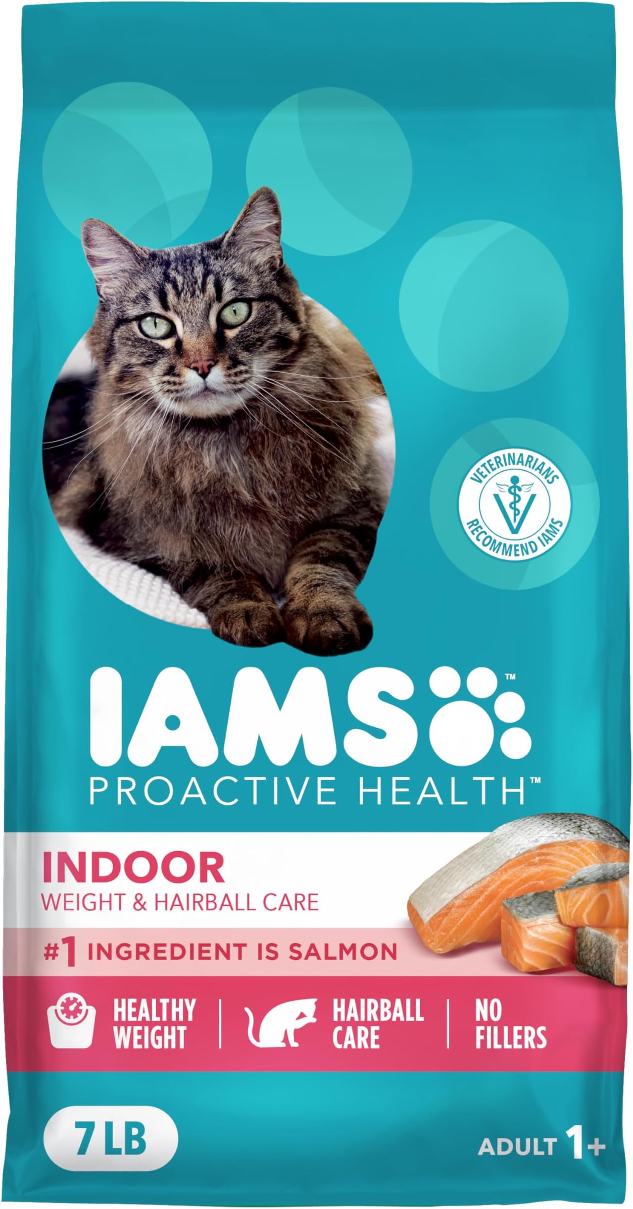 Proactive Health Dry Cat Food, Indoor Weight and Hairball Care Cat Food Dry Recipe, with Salmon, 7 lb. Bag
