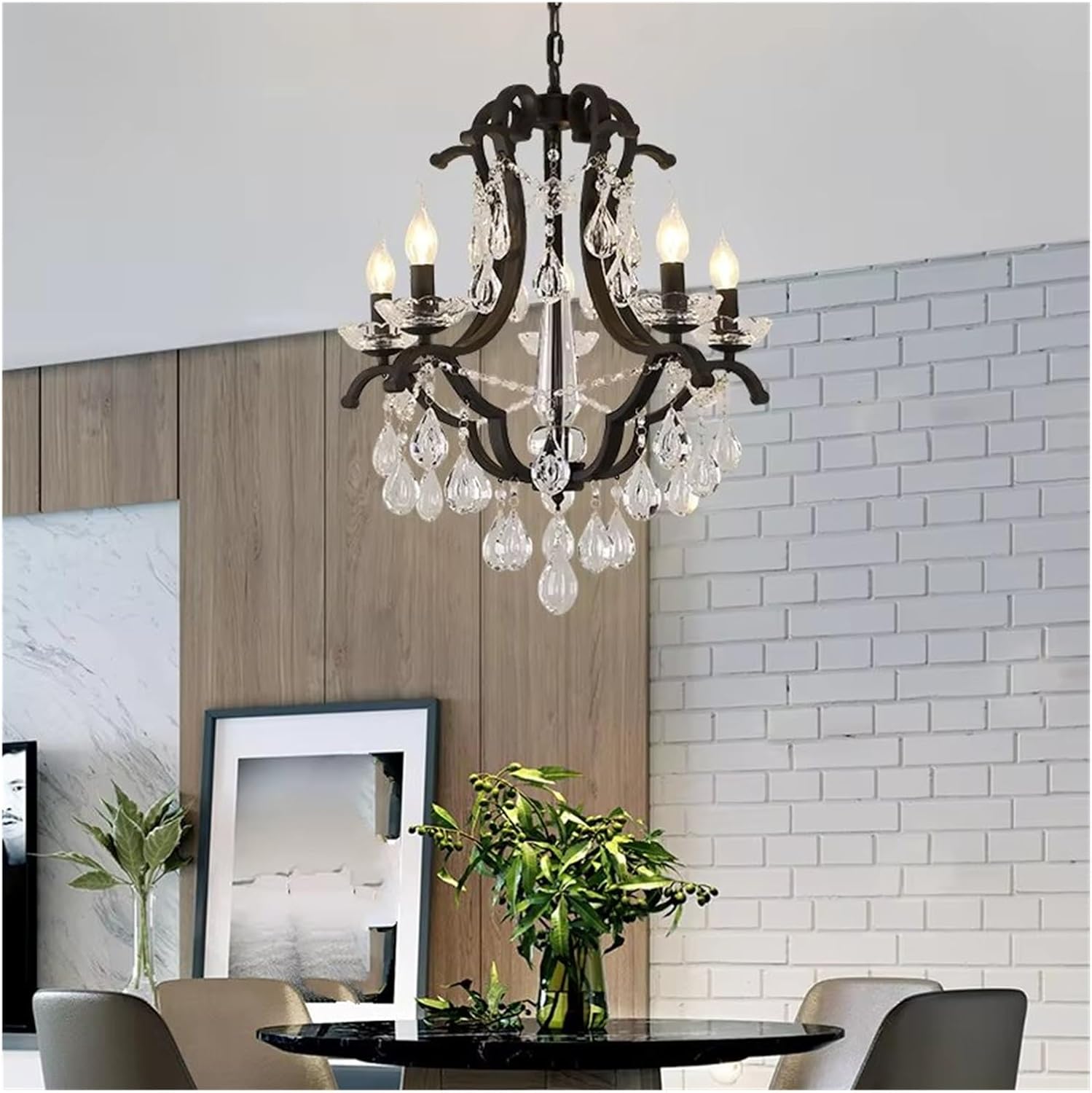 Wrought Iron Crystal Chandelier Ceiling Lamp LED Candle Lights Fixture Living Room Bedroom Chandelier,luminaire