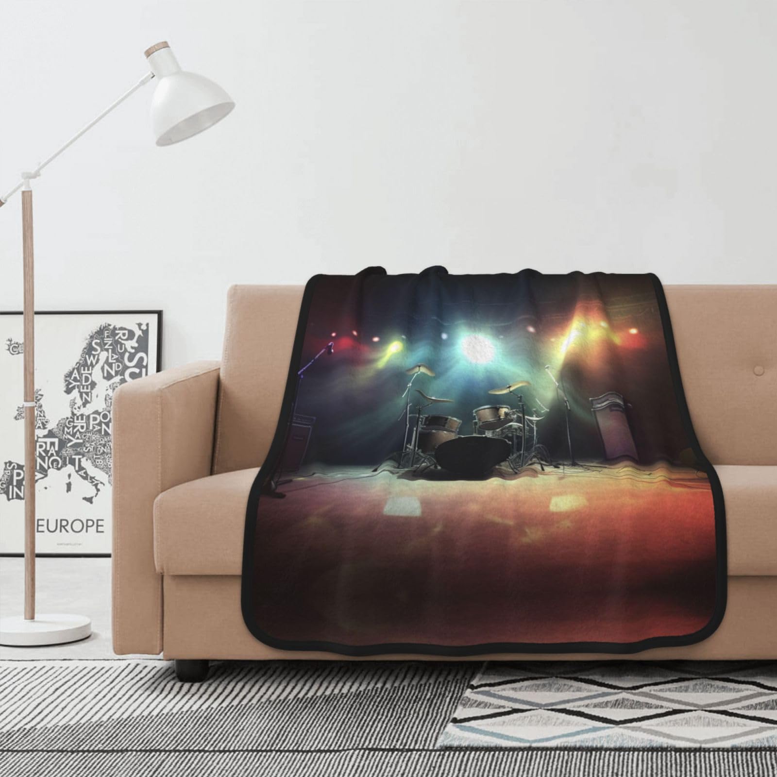 Couverture polaire imprimée flanelle légère et confortable jeté de canapé design rock