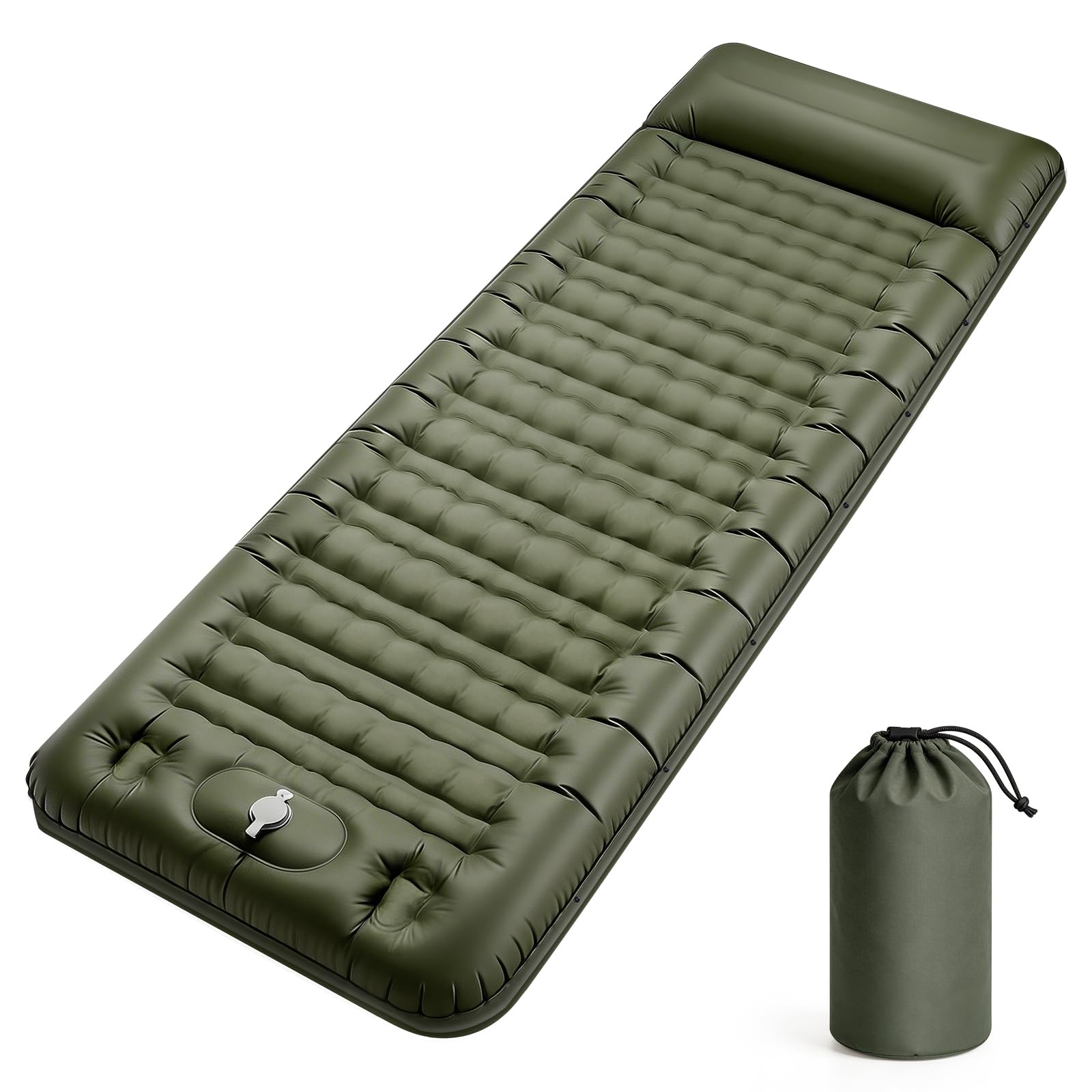 Matelas Camping Épais de 12-16 cm, Matelas Gonflable Camping avec Pompe à Pied Intégrée, Matelas Trekking Bivouac Randonnée Ultra Léger Imperméable, Lit Gonflable 1 Place pour Plage Randonnée