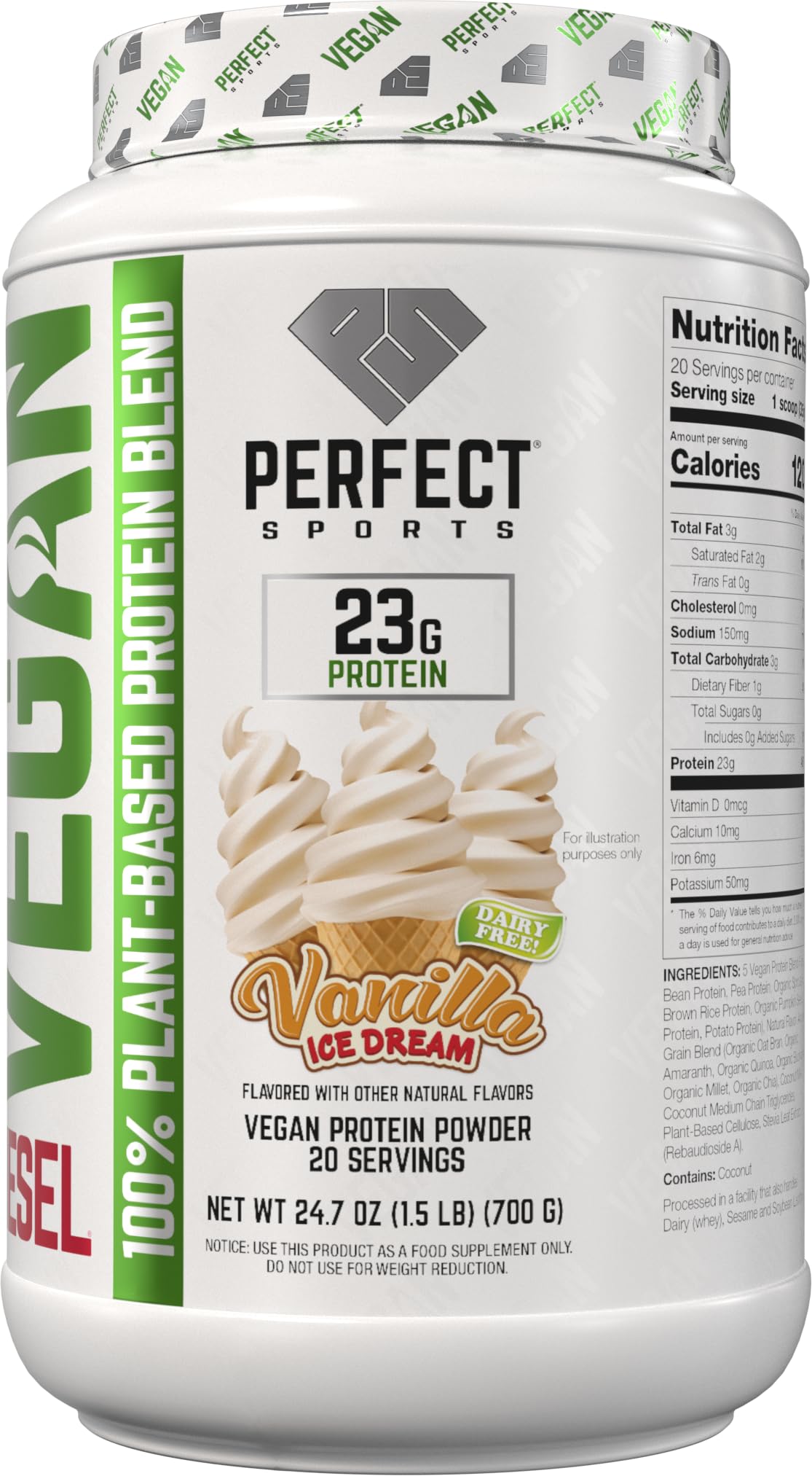 Perfect Sports Diesel Vegan 100% Plant-Based Protein (700g) Vanilla