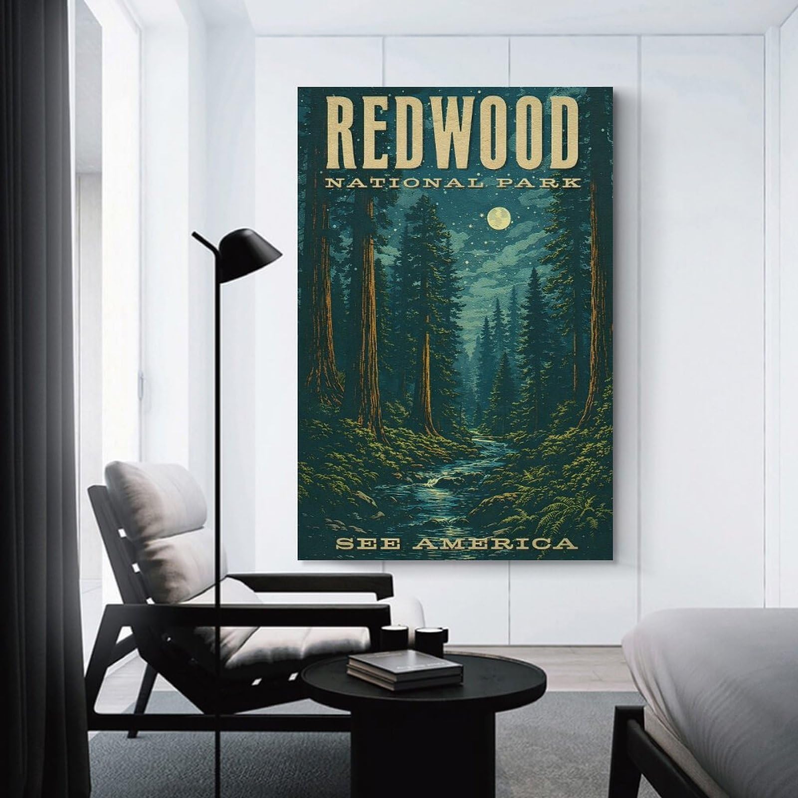 Junmoney Redwood National Park Vintage (2) Hanging Wall Art, 08x12inch(20x30cm), for Home Walls, Creative Rooms Or Shared Spaces, A Flexible Wall Accent for Shared Spaces
