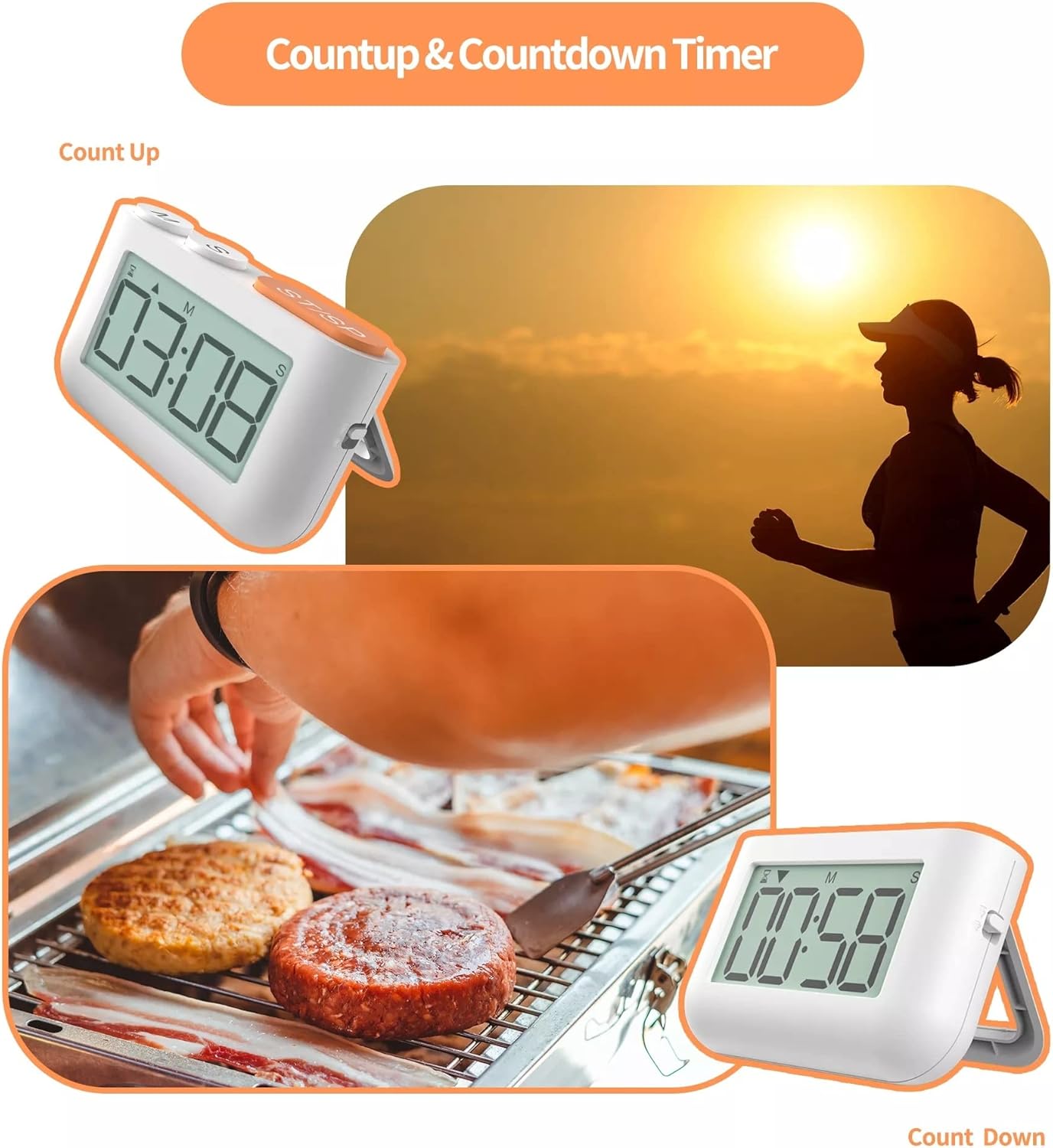 Multifunctional LCD Digital Loud Clock Timers Electronic Countdown Timer Classroom Home Kitchen Alarm