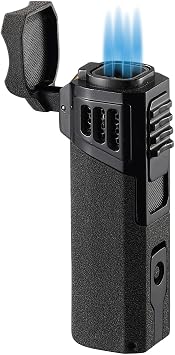 Visol Capitan Butane Torch Lighter Quad Flame Refillable Gas Lighter, Built-in Punch and Holder, Windproof Adjustable Flame Lighter Shipped Without Butane