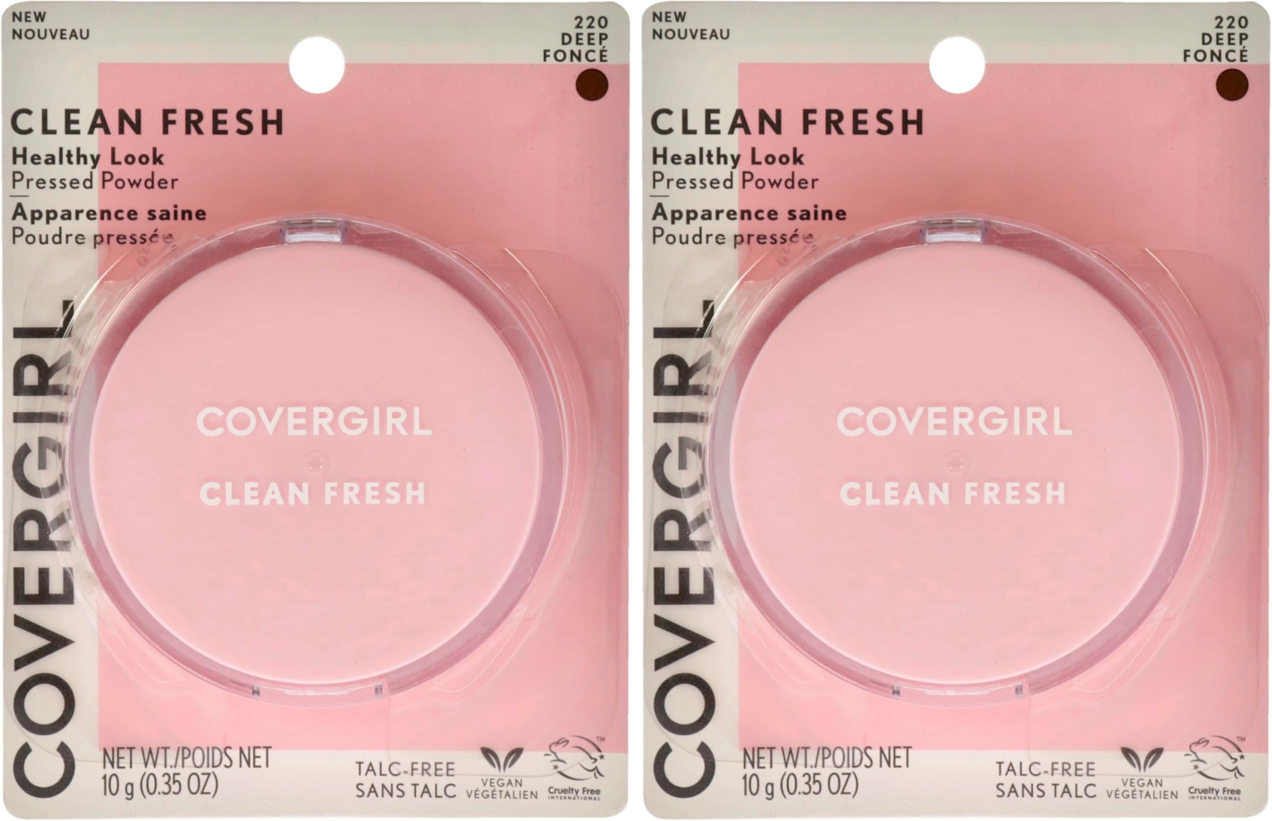 COVERGIRL Clean Fresh Pressed Powder, Deep, 0.35 Ounce, 220 Deep (99350052598) (Pack of 2)