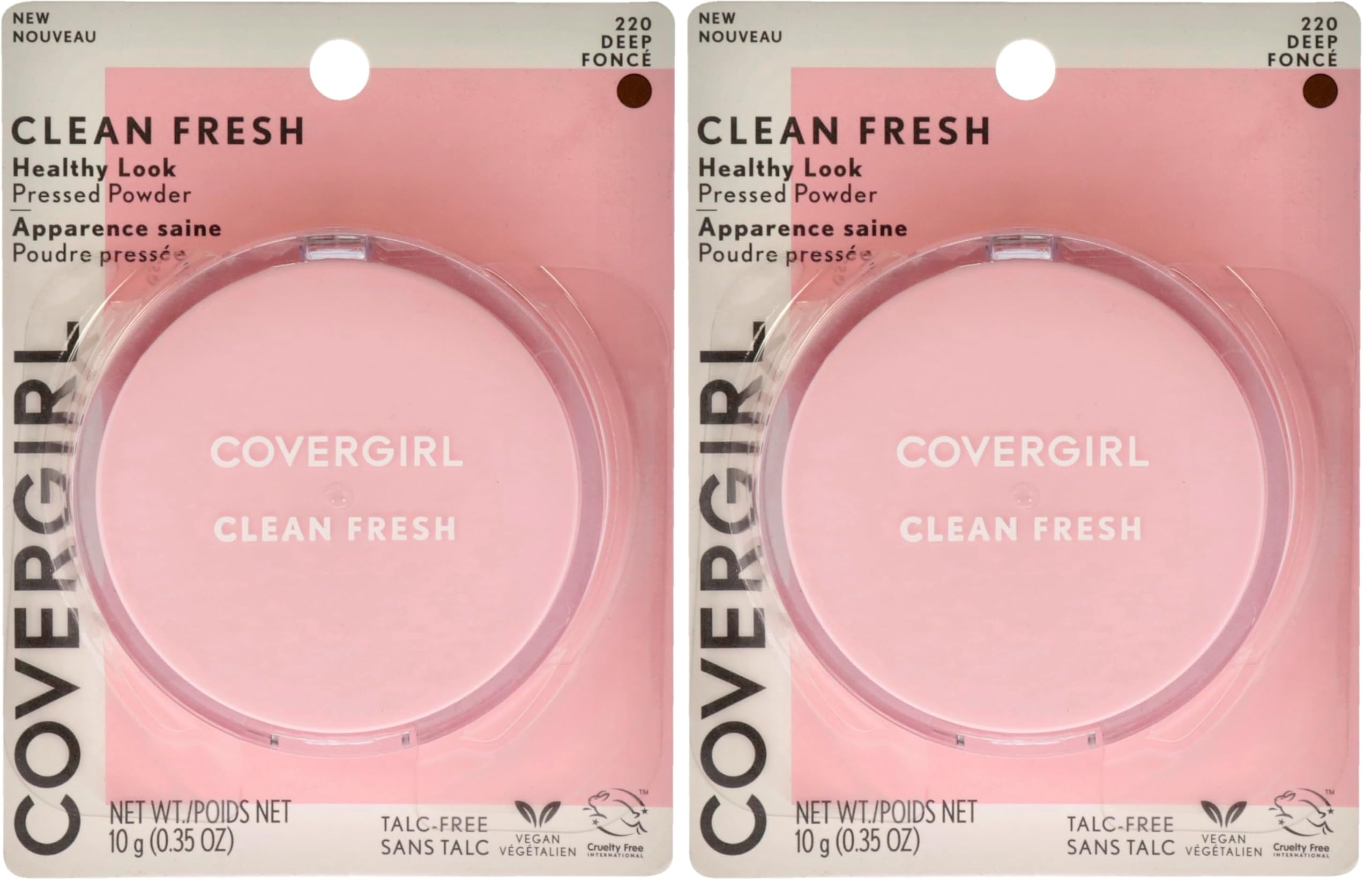 COVERGIRL COVERGIRL Clean Fresh Pressed Powder, Deep, 0.35 Ounce, 220 Deep (99350052598) (Pack of 2)