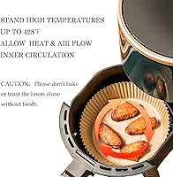 Vista 5 de 100 forros redondos de papel para freidora de aire de 8 pulgadas, grandes forros de papel pergamino desechables para cesta de freidora de aire, 5-7